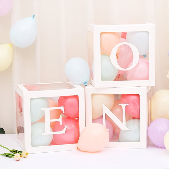 Homerr Balloon Box Party Balloon Decoration 1st Birthday Balloon Box Set Letter Print Clear Boxes for Baby Shower and Birthday Decoration