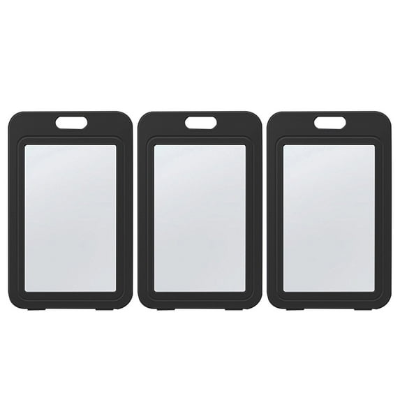 Homerr Card Holder Badge Sleeve 3Pcs ID Badge Holder with Double-Sided Horizontal Hard Transparent Plastic Case Office ID Card Protector Transparent Card Cover