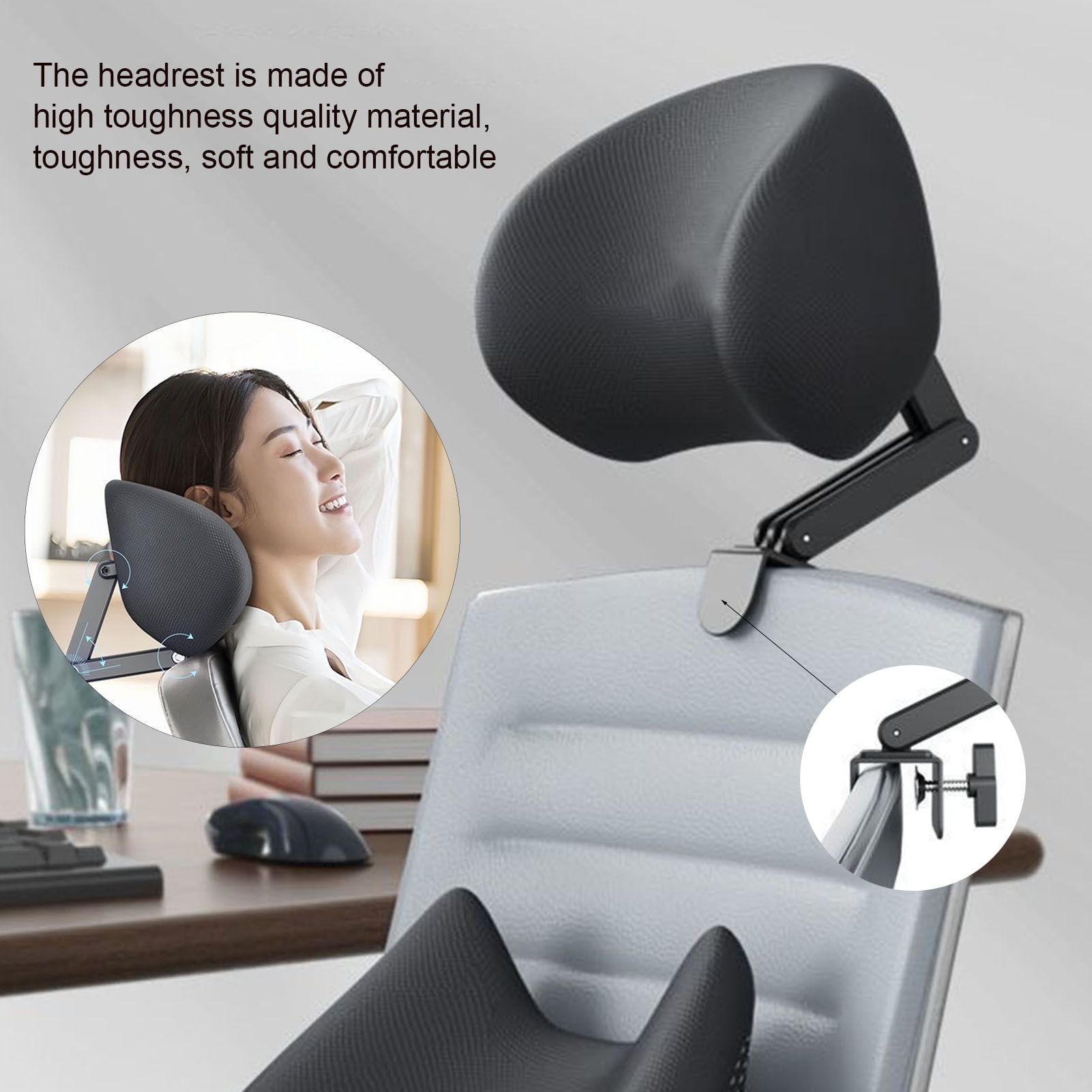 Homerr Chair Headrest with Adjustable Angle Office Chair Headrest with Multiple Adjustment Memory Foam Office Chair Headrest Attachment Adjustable Angle Universal Support Cushion Ergonomic Pillow Walm...