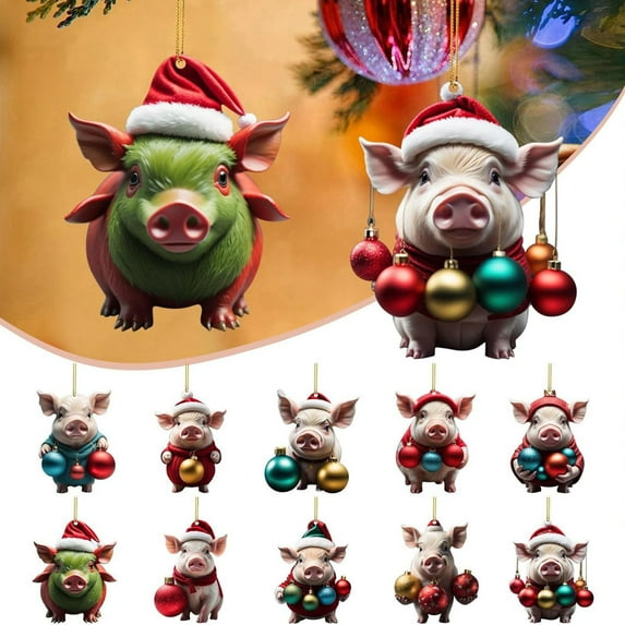 Homerr Christmas Pig Ornament Pig Christmas Tree Decoration Christmas Pendant Adorable Cartoon Pig Shape Xmas Tree Hanging Ornament for Home Festive Decor