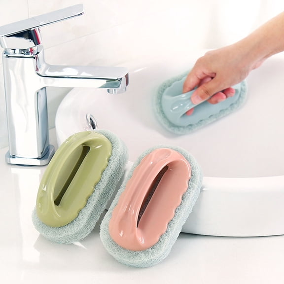 Homerr Cleaning Brush Scouring Pad Brush Non-Scratch Scouring Pad with Handle Tile Scrubber