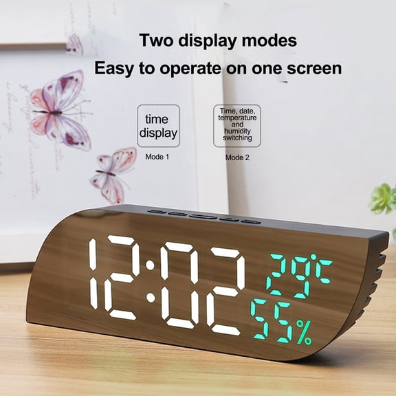 Homerr Digital Alarm Clock Large Screen Clock LED Mirrored Digital Alarm Clock - Auto Dim with Large Display