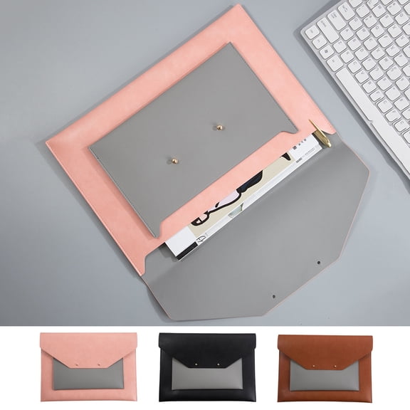 Homerr Document Pocket Document Folder Large Capacity File Holder Waterproof Faux Leather Document Storage Pouch Portable A4 Organizer