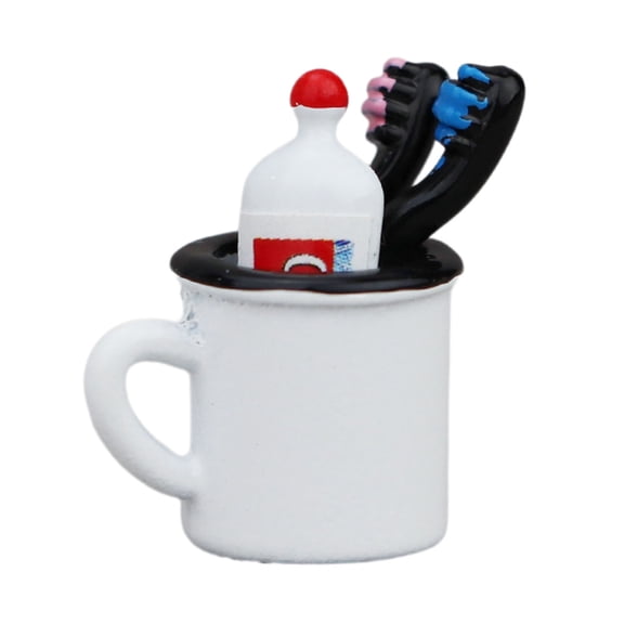 Homerr Doll House Accessories Miniature Match 1:6 And 1:12 Dolls Realistic Alloy Toothbrush Mini Cup Set for House Accessories Toy Alloy Accessories
