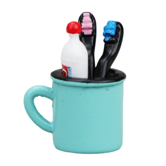 Homerr Doll House Accessories Miniature Match 1:6 And 1:12 Dolls Realistic Alloy Toothbrush Mini Cup Set for House Accessories Toy Alloy Accessories