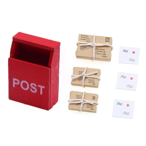 Homerr Dollhouse Mailbox Set 1 Set House Accessories Envelopes Mailbox Postcard Holiday Package Model Smooth Surface - Good Detail Photo Prop Miniature Accessories