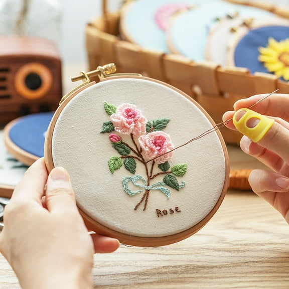 Homerr Embroidery Kit for Beginners Religious Embroidery Accessories Embroidery Kit Easy to Use Plants And Flowers Pattern DIY Christian Full Embroidery Set with Needles Thread And Tutorial