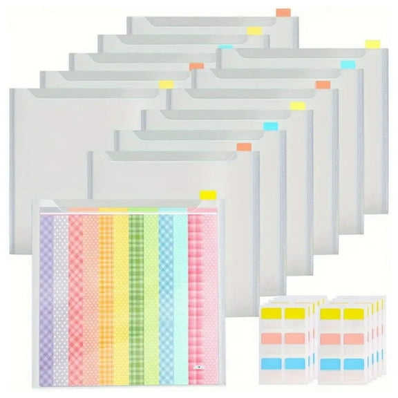 Homerr Envelope File Folder Scrapbook Paper Organizer Transparent Envelope File Folder with Tabs Large Capacity, Waterproof