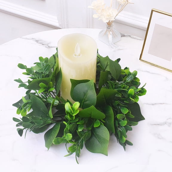 Homerr Eucalyptus Wreath Ring Green Ring 2Pcs Eucalyptus Wreath Ring Spring Artificial Greenery Garland Pillar Garland Home Wedding Party Table Centerpiece Farmhouse
