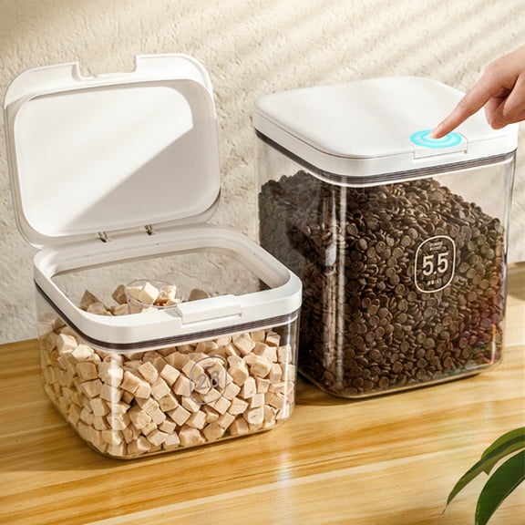 Homerr Flour Dispenser One handed Bin Rice Container Set Easy One handed Operation Good Sealing with Measuring Cup Multi functional Storage Box Available in 2.8L/4.5L/5.5L