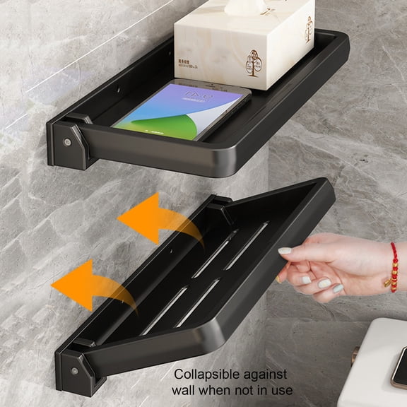 Homerr Foldable Wall Shelf Draining Shelf Rustproof Bathroom Wall Shelf | Strong Load bearing | Wall mounted Foldable Holder