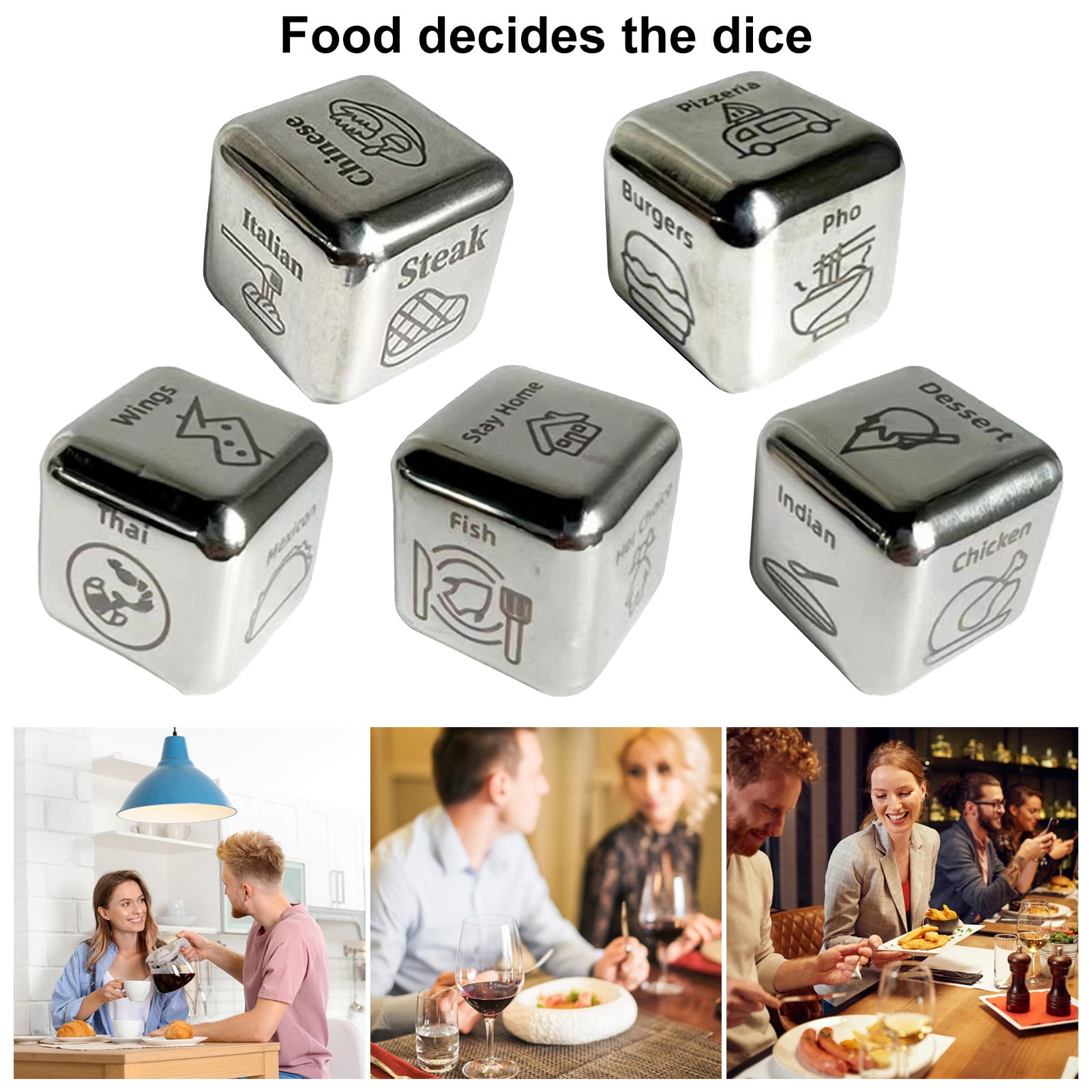 Homerr Food Decision Dice Stainless Steel Decision Dice Food Decision