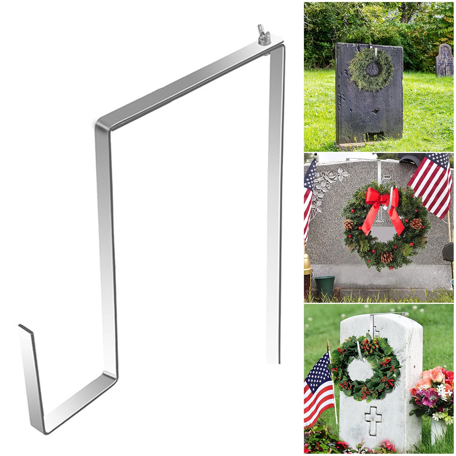 Homerr Gravestone Wreath Hanger Adjustable Tombstone Wreath Holder Adjustable Wreath Hanger Set