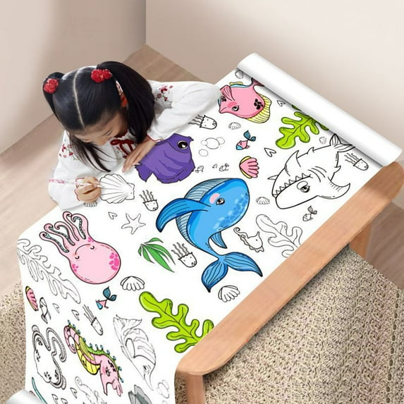 Homerr Kids Coloring Tablecloth Children Graffiti Scroll Clear Print Children Graffiti Coloring Poster Animals Drawing Tablecloth for Parent Child Activities