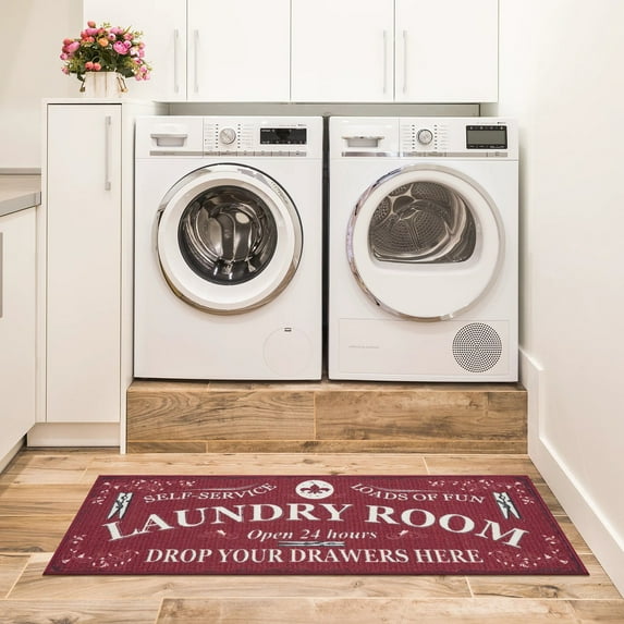 Homerr Laundry Room Floor Mat Anti-slip Rug Water-Absorbent Laundry Room Mat - Letter Printed, Non-Slip, and Stain-Resistant Carpet