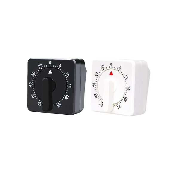 Homerr Mechanical Timer Set 2Pcs Kitchen Mechanical Timer No Required 60-Minute Visual Square Manual Countdown Cooking Student Study Timer Kitchen Gadgets Compact Kitchen Timer