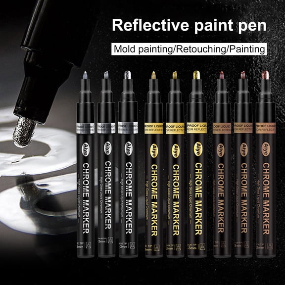 Homerr Mirror Chrome Pen Silver Color Chrome Pen 3Pcs Mirror Chrome Golden Silver Color Waterproof Model Painting Marking DIY Art Projects Reflective Permanent Metallic Liquid