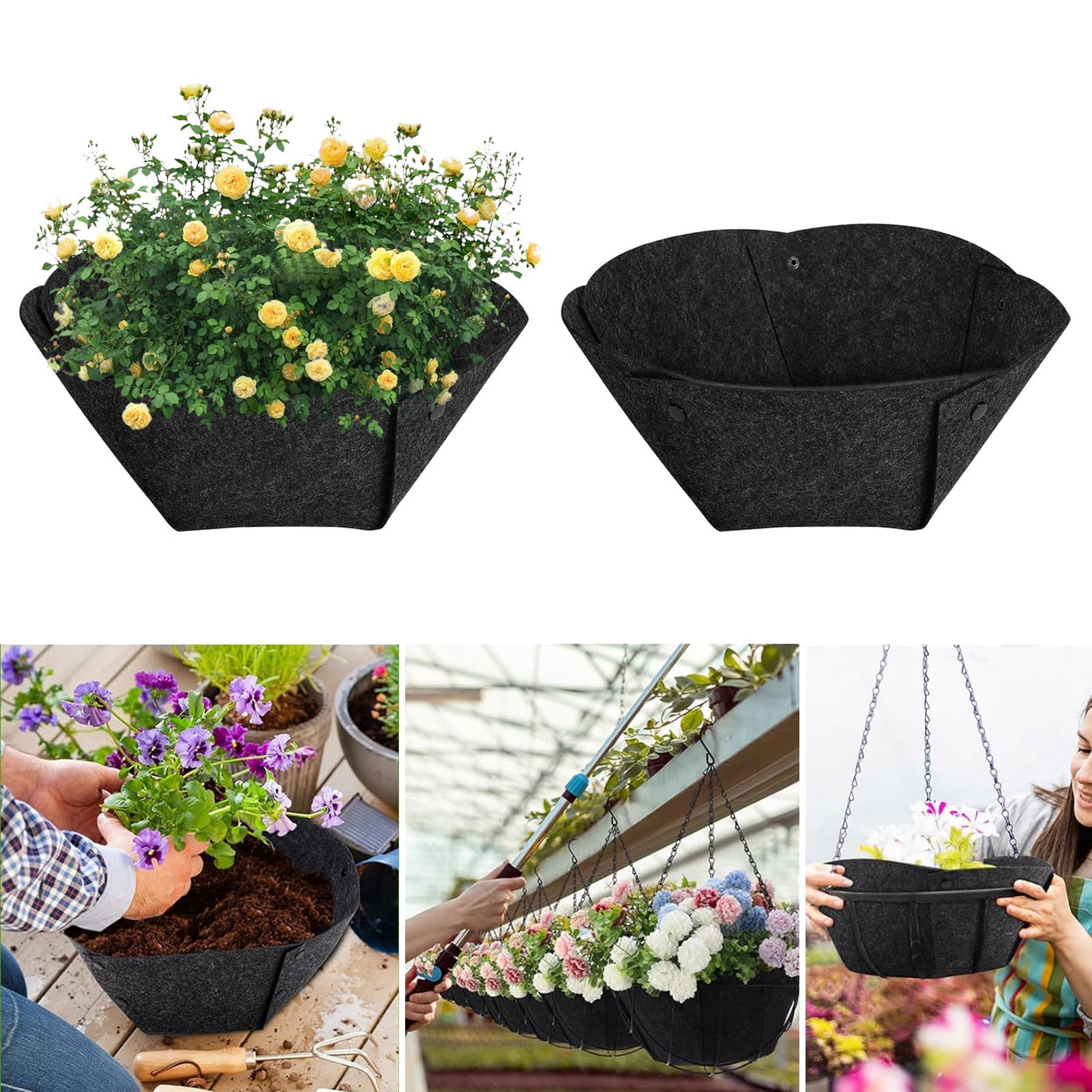 Homerr Planter Basket Liner Hanging Basket Liner Felt 4 Pcs Round Felt