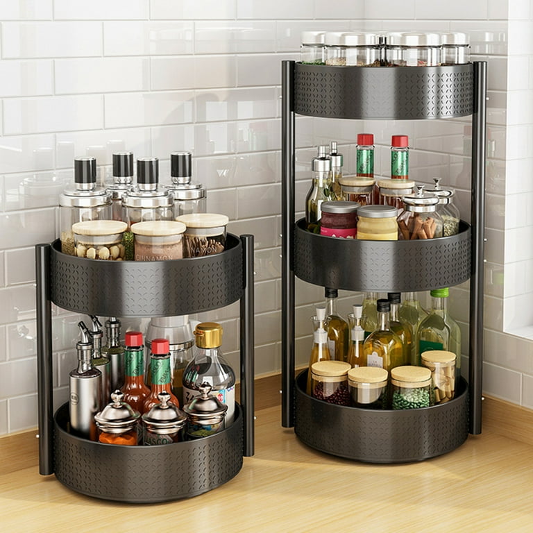 Homerr Rotating Spice Rack Tiered Spice Rack Round Spice Rack Set 360 Degree Turntable Organizer Heavy Duty Countertop Seasoning