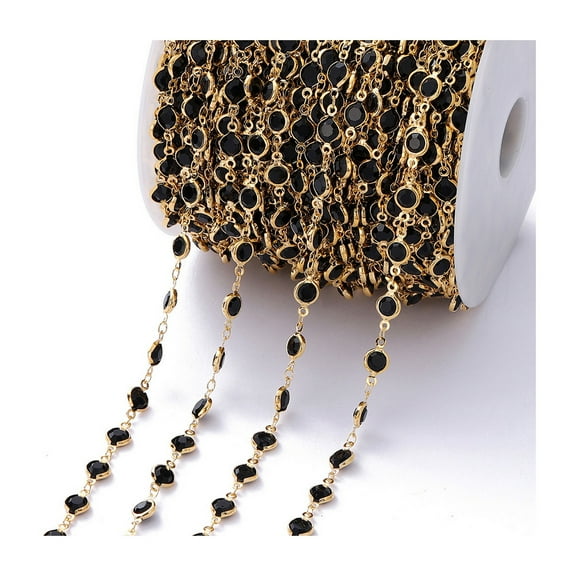Homerr Zircon Chain for Jewelry Making Zircon Chain DIY Bracelet Necklace Making Jewelry Chain Shiny Copper Chain for Craft Supplies Scroll Design Rosary Chain