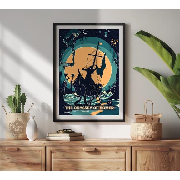 Homers Odyssey Poster, Ancient Greek Mythology Art, Unframed Paper Poster 8x10in