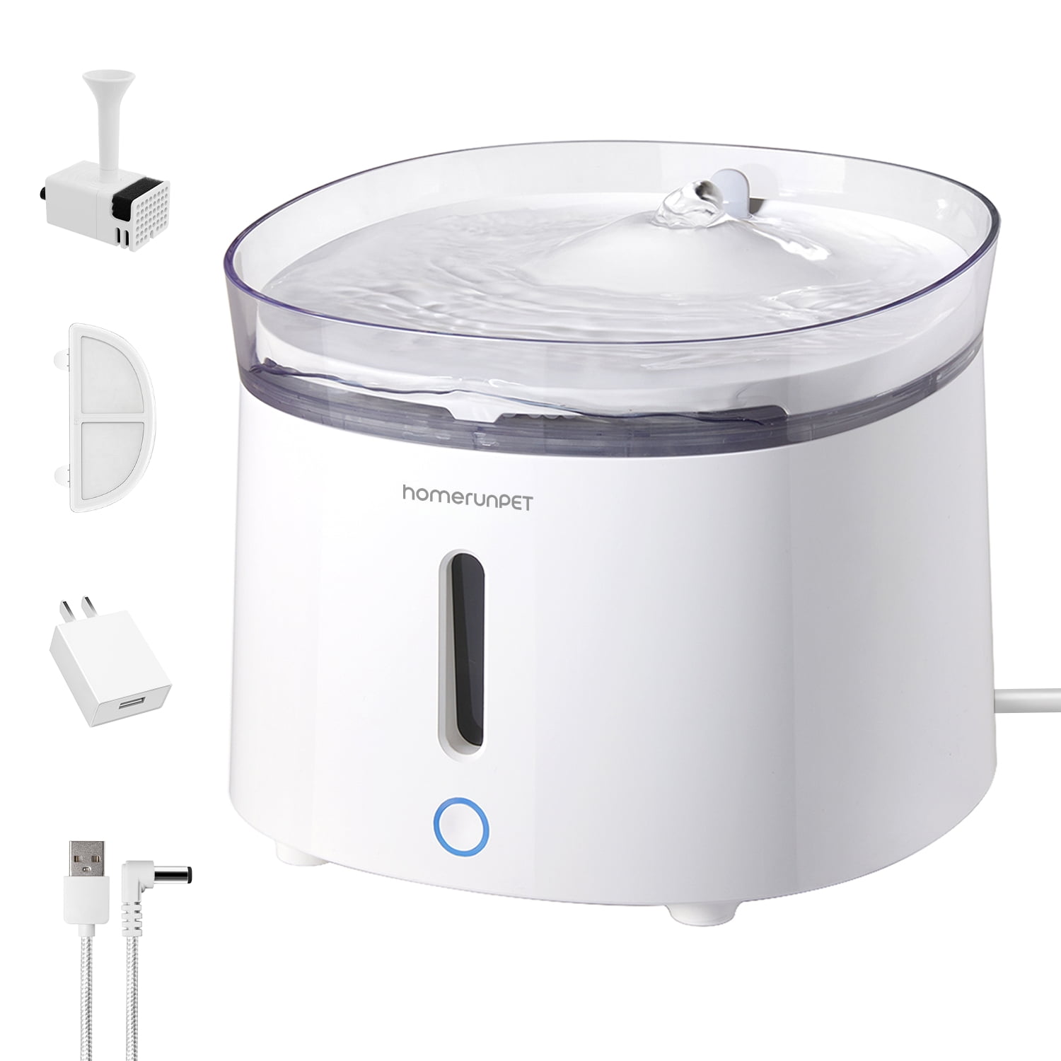 Homerunpet Silent Cat Water Fountain, 68 oz, Dog and Cat Water Dispenser, Ultra Quiet Wireless Pump