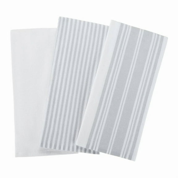 Homes & Gardens Soft Silver Cotton Woven Dual-Purpose Oversized Kitchen Towels