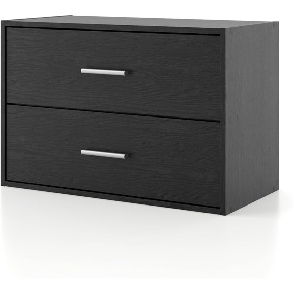 Homes: Inside + Out Apexa 2 Drawer Wooden Stackable Storage Drawers, Small Food Pantry Cabinet,