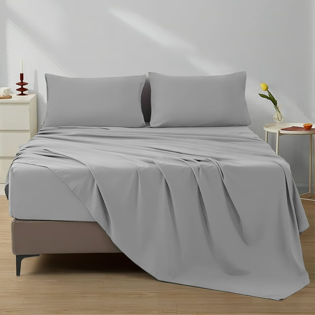 Homes Perception 100 Cotton Jersey Sheets Queen, 4pcs Jersey Knit Sheets, 16” Deep Pocket Queen