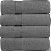 Homes Perception 4 Pack Bath Towels Set | Bath Towel Set Clearance 27" x 54" | 500 GSM, Charcoal Gray