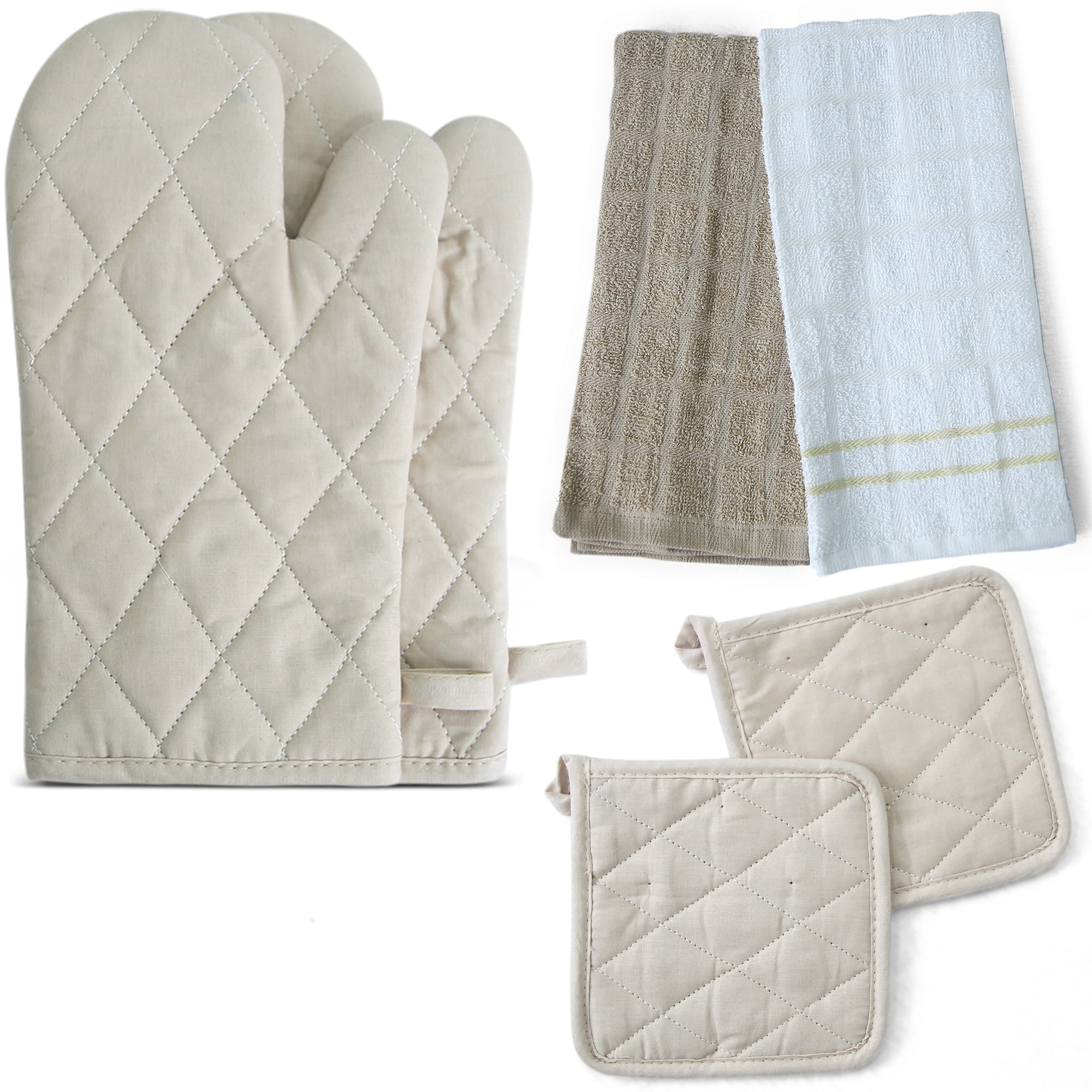 HOMES PERCEPTION 6 Piece Set Oven Mitts & Pot Holders Kitchen Towel