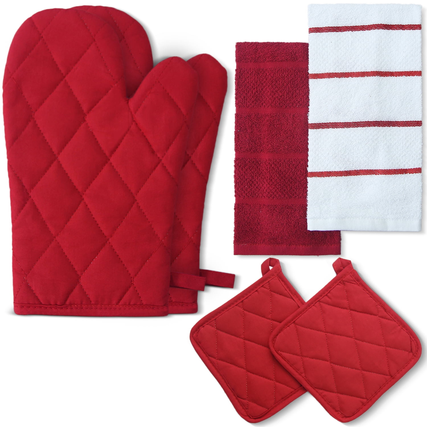 Homes Perception 6 Piece Set Oven Mitts & Pot Holders Kitchen Towel