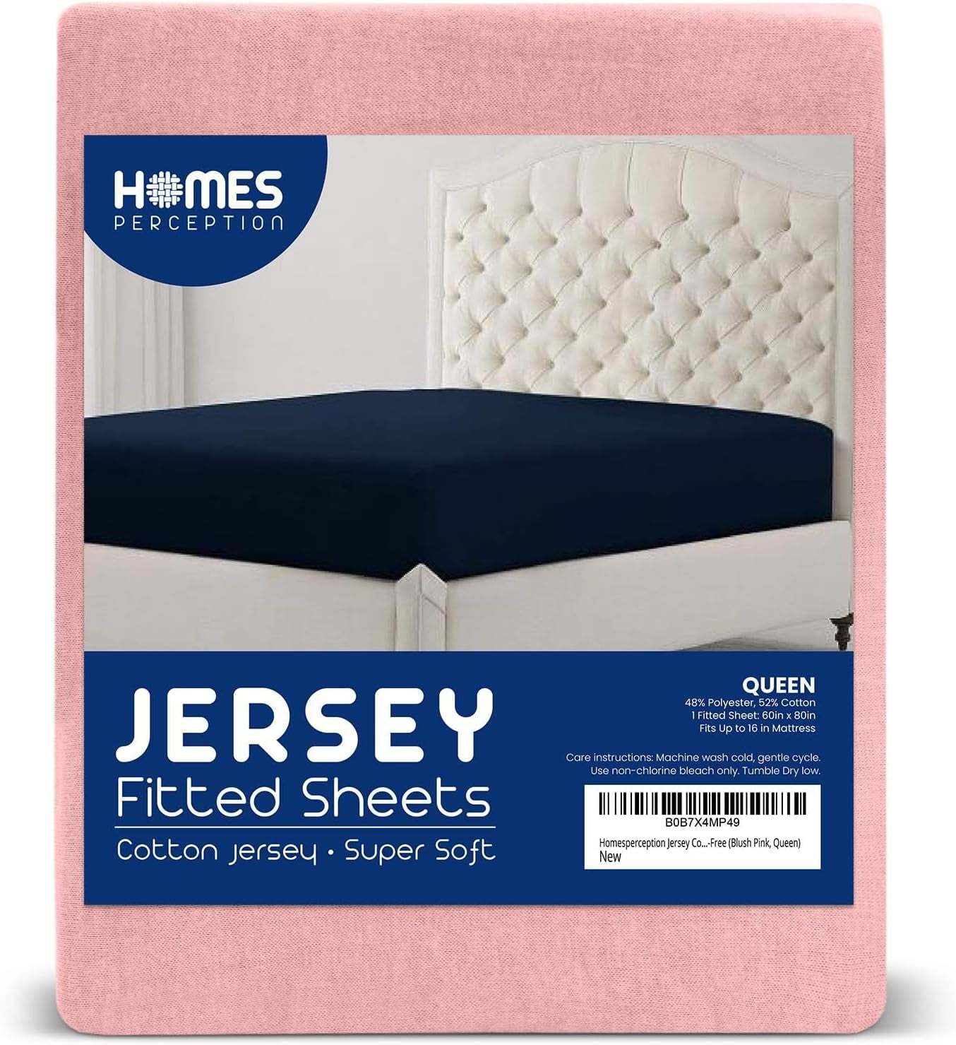 Homes Perception Poly Cotton Jersey Queen Fitted Sheet Single Fitted