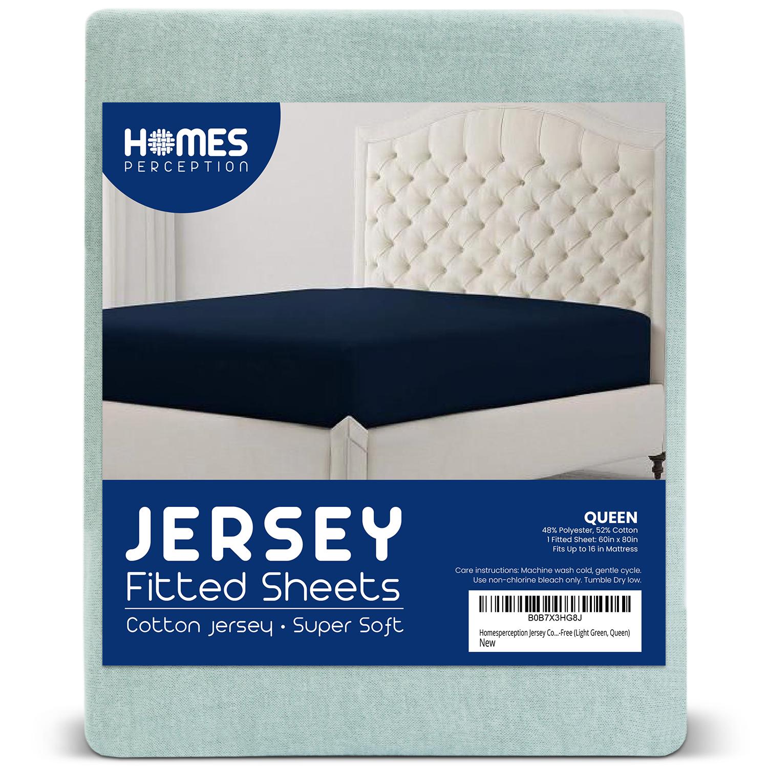 Homes Perception Poly Cotton Jersey Queen Fitted Sheet Single Fitted