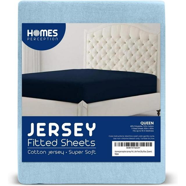 Homes Perception Poly Cotton Jersey Queen Fitted Sheet Single Fitted