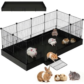 ZALALOVA 12 Panels Small Animal Playpen,48" x 24" x 16" Pet Playpen with Waterproof Mat,Cages for Guinea Pigs,Rabbit Play Pen,Bunny Playpen,Indoor Outdoor Portable Metal Wire Yard Fence