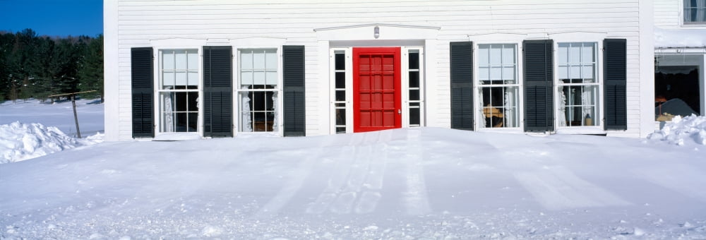 Homes in winter snow Woodstock Vermont Canvas Art - Panoramic Images (36 x 12)
