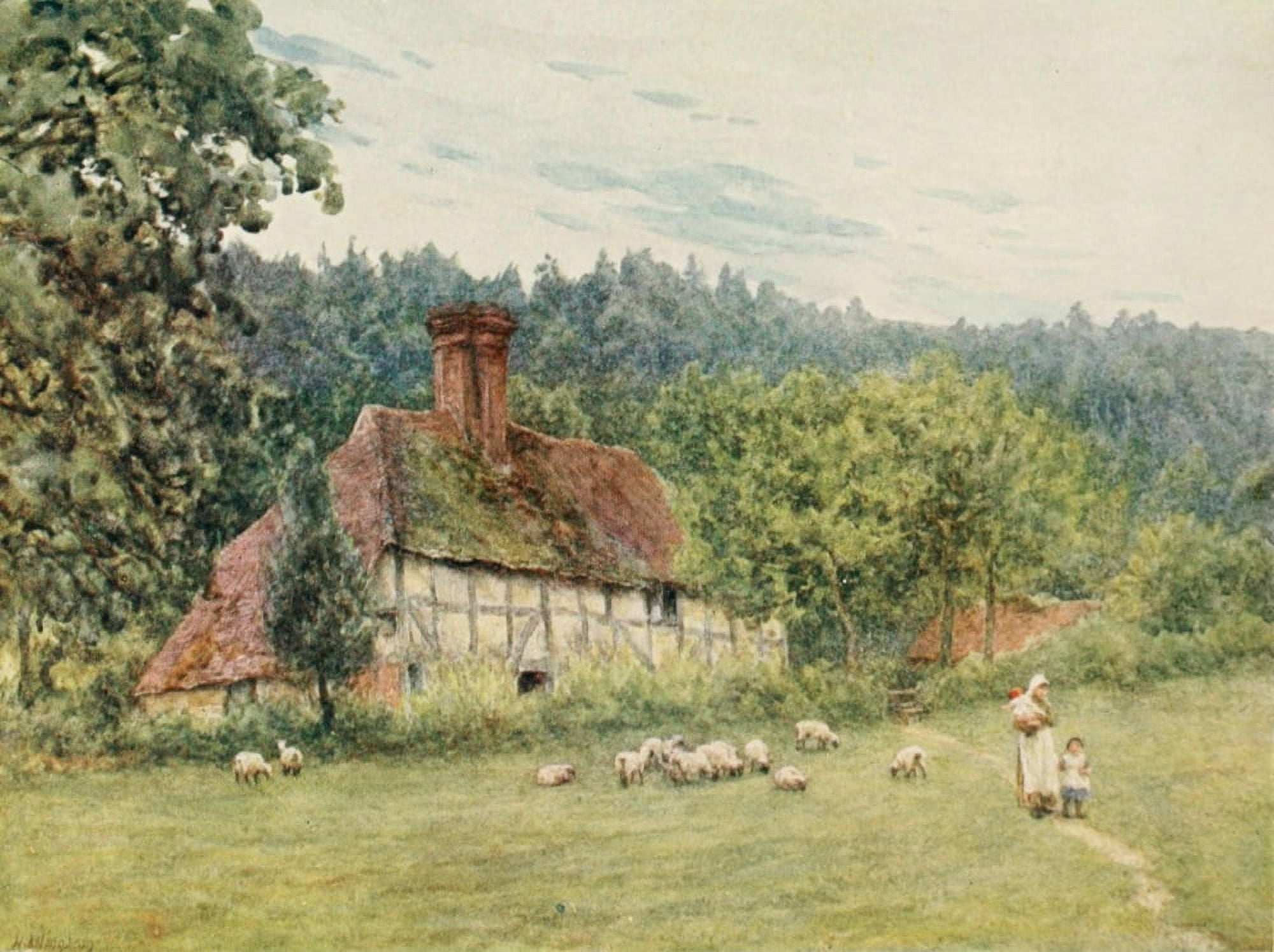 Homes of Tennyson 1905 Cottage at Roundhurst Canvas Art - Helen Allingham (18 x 24)
