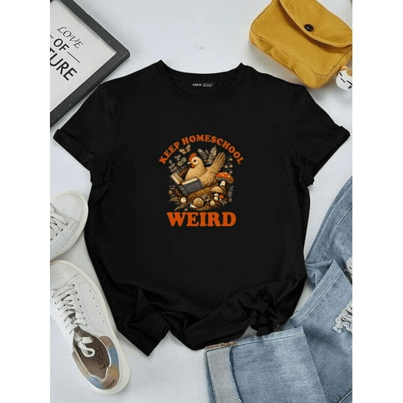 Homeschool Mom Life Funny Teacher Graphic Homeschool Mama Keeps It Weird Unisex T-Shirt up to size 5XL