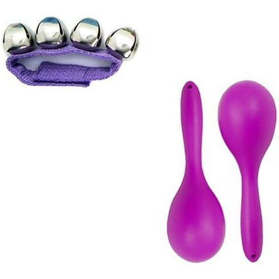 Homeschool Music Supplies (Pre-K / Kindergarten) - Rhythm Band Purple Wrist Bell (+ 1 Pair of Maracas)
