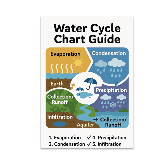 Homeschool Water Cycle Chart Guide - Science Enthusiast - 13x19 Poster Print