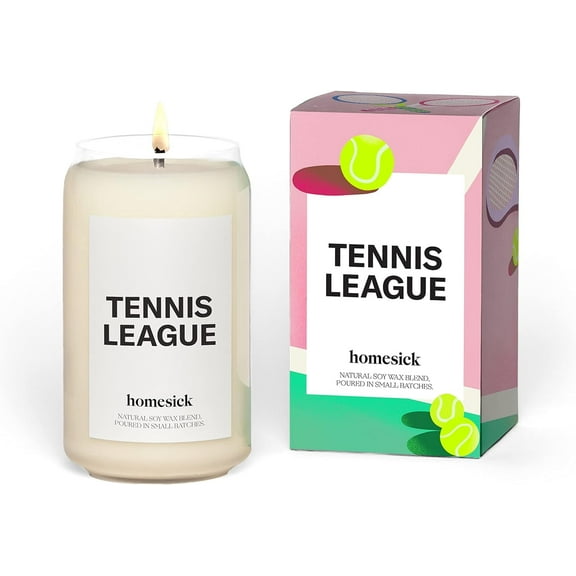 Homesick Premium Scented Candle, Tennis League - Scents of Lime Blossom, Orange Flower, Salted Musk, 13.75 oz, 60-80 Hour Burn, Gifts, Soy Blend Candle Home Decor, Relaxing Aromatherapy Candle