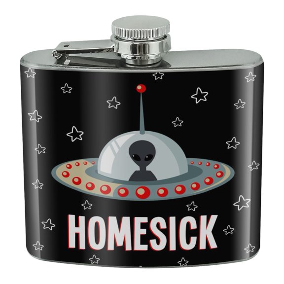 Homesick UFO Alien Funny Stainless Steel 5oz Hip Drink Kidney Flask