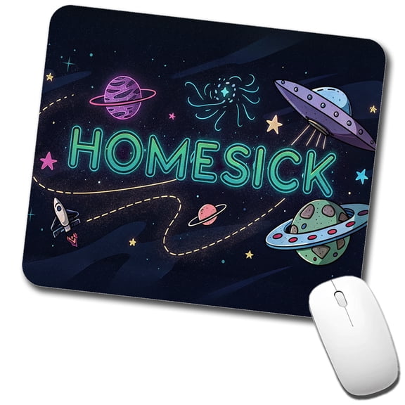 Homesick UFO Sci-Fi Funny Saying Mouse Pad Low Profile Gaming Mat