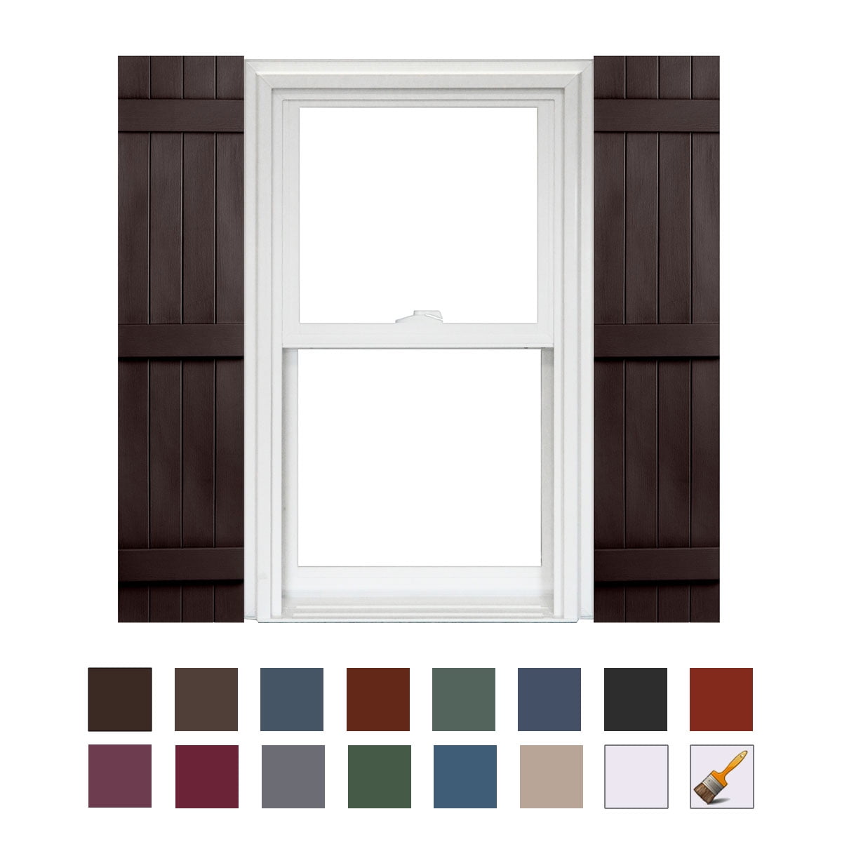Homeside by Polaris 4 Board and Batten Joined Vinyl Shutters (1 Pair) for Outdoor Windows