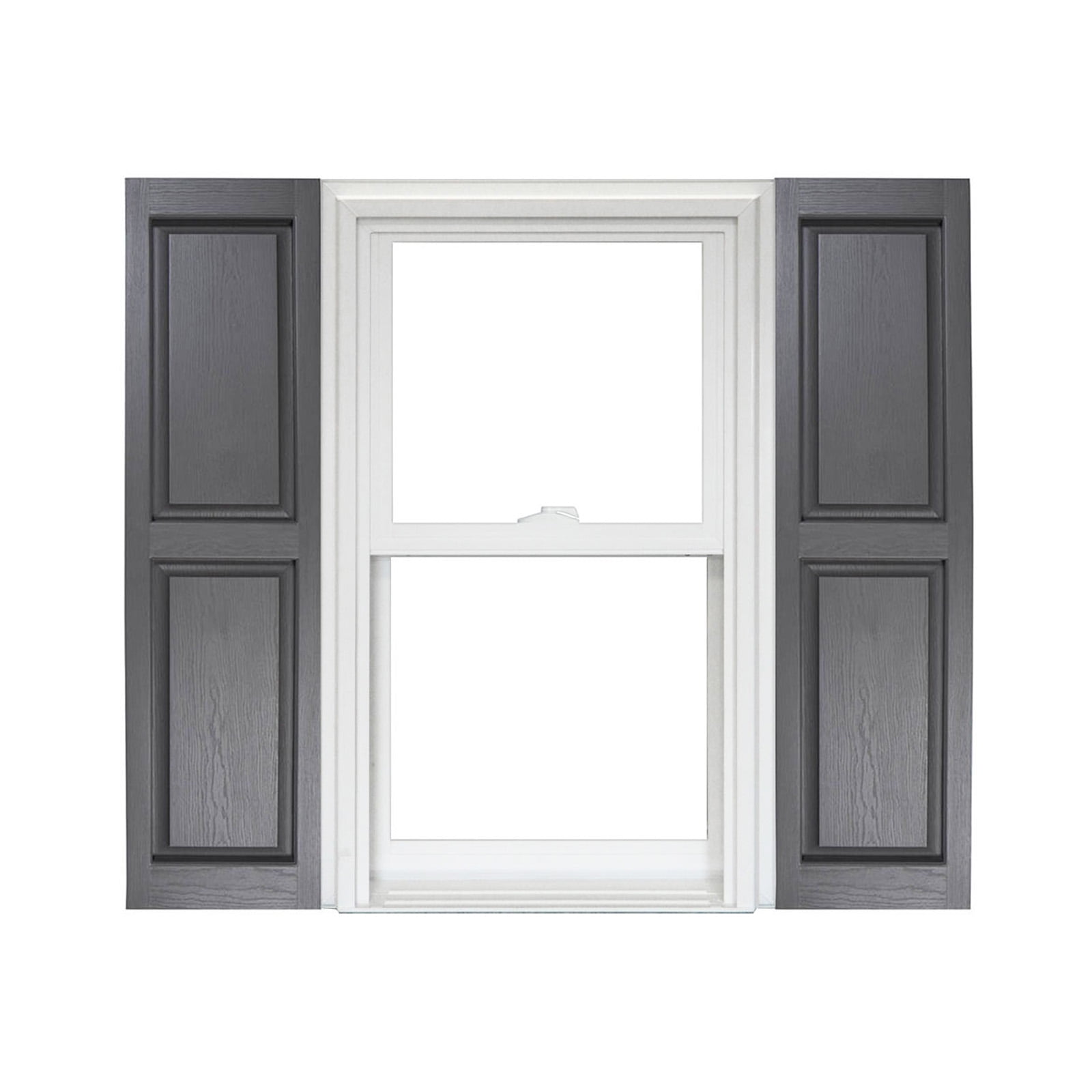 Gray Raised Panel Vinyl Shutters 14-1/2in. x 51in. Pair