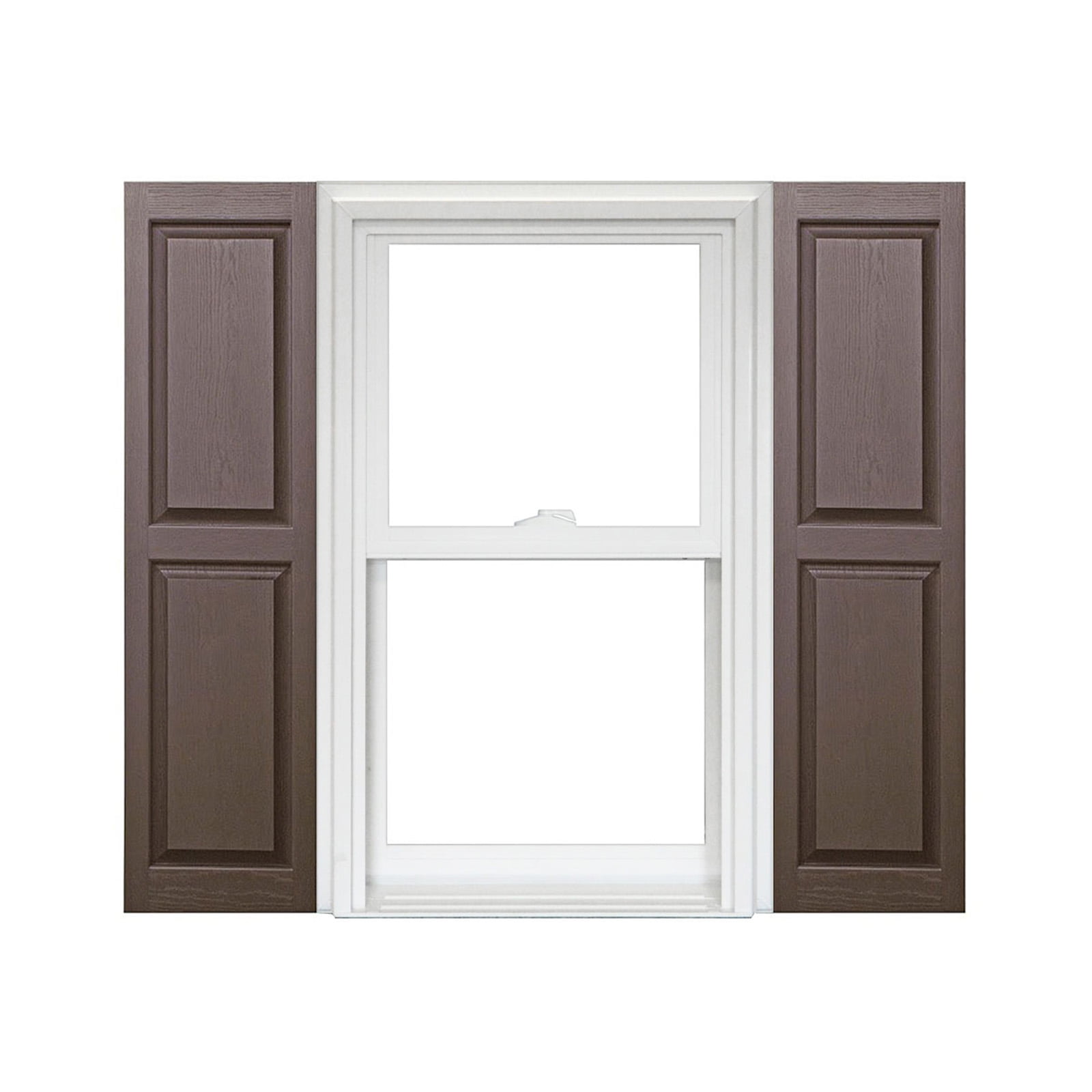 Chocolate Raised Panel Vinyl Shutters 14.5" x 35" Pair