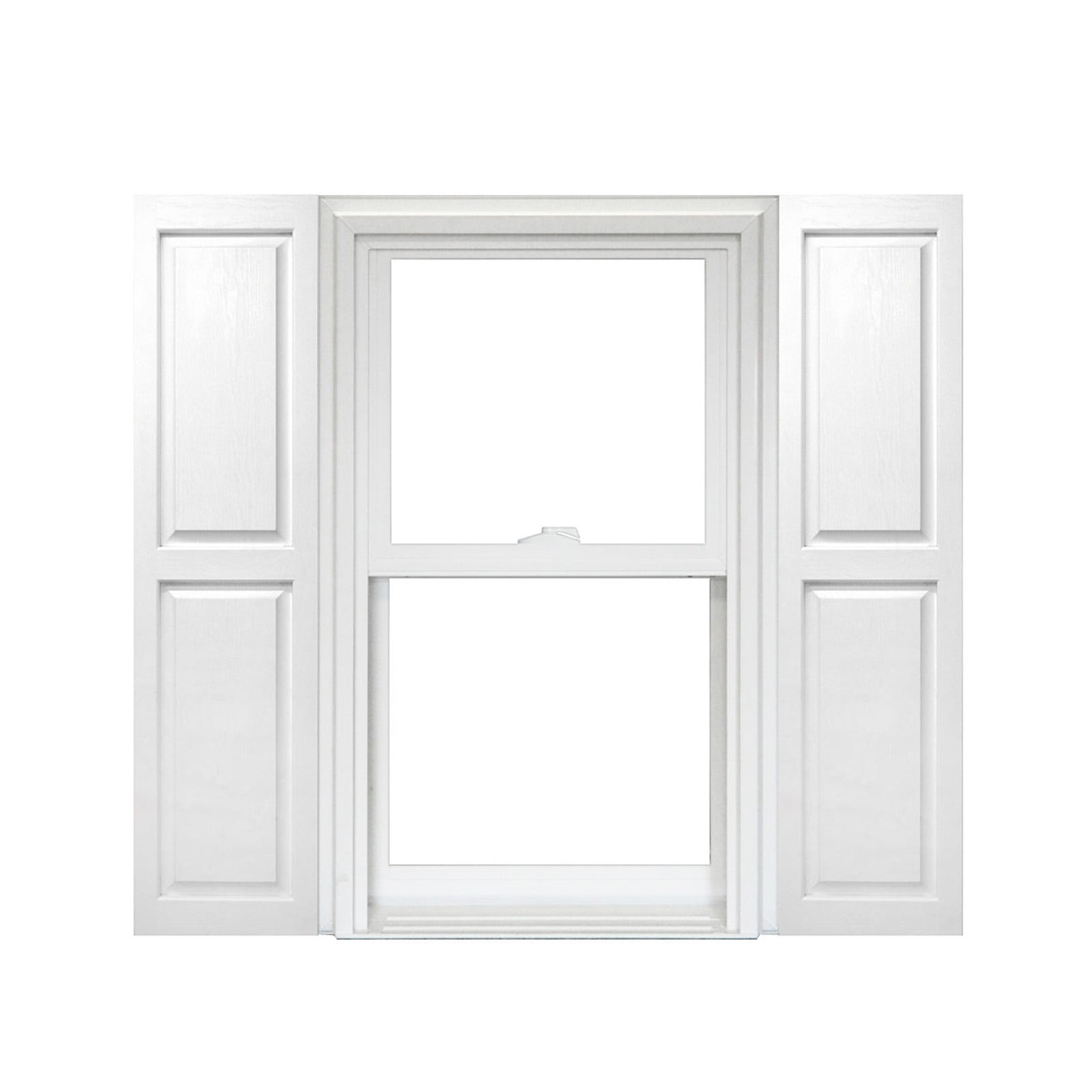 White Raised Panel Vinyl Shutters 14.5" x 63" Pair