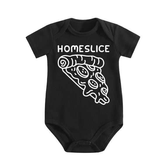 Homeslice Baby Bodysuit Funny Newborn Boy Outfits Cute Comfy Adorable Girl Romper Black-style 9-12M