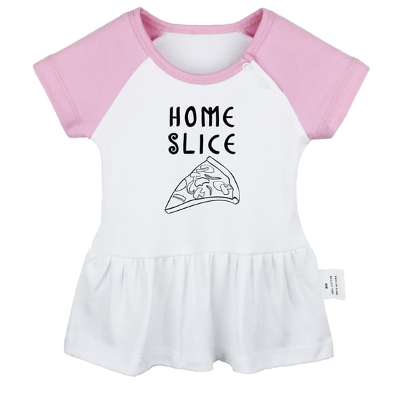 Homeslice Pizza Funny Dresses For Baby, Newborn Babies Skirts, Infant Princess Dress, 0-24M Kids Graphic Clothes (Pink Raglan Dresses, 12-18 Months)
